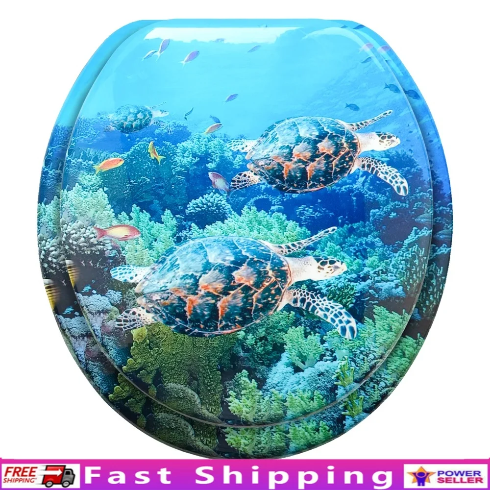 

Круглое деревянное сиденье для унитаза, медленное закрытие, сверхмощные петли, простая установка, прочный, прочный, для дома, ванной комнаты, незаменимый стандартный крой