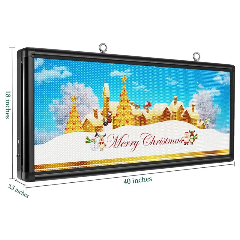 Ultra Bright 5500Nits Outdoor LED USB RGB Color 40”x18” P6 For Store Display Scrolling Messages Electronic Sign Free Design Ads