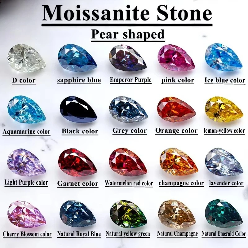 Moissanit-Stein Birnenförmiger Schliff VVS1 Graue Farbe Charms-Perlen mit Zertifikat für Hochwertige Schmuckherstellungsmaterialien – Detail 1