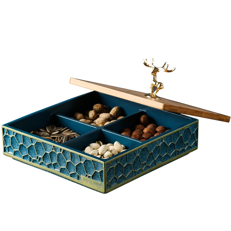 Dried fruit plate, candy box, home living room, double-layer melon seed snack plate, compartment storage box