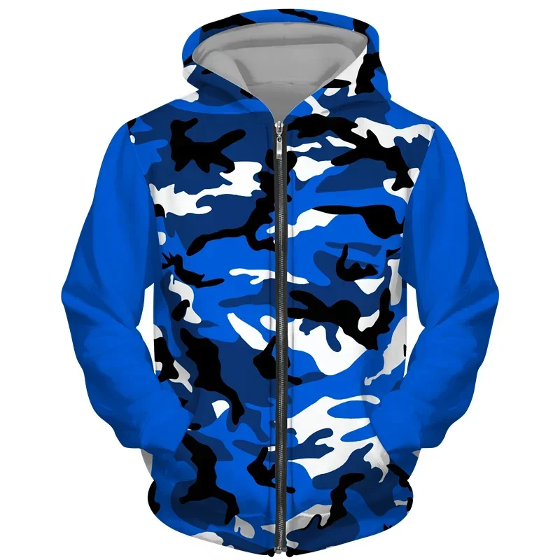 Men Zipper Hoodies Camouflage 3d Print Sweatshirts Men Hooded Casual Oversized Streetwear Hoodie Zip Sweatshirts Tracksuits Coat