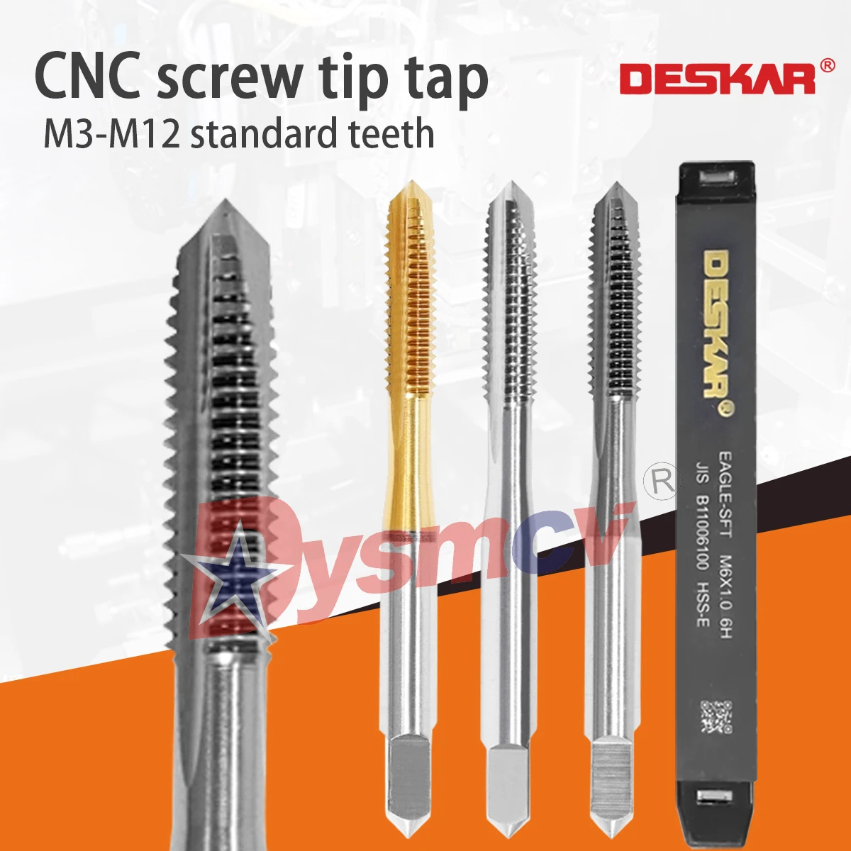 DESKAR CNC Lathe Fine Tooth Thread Tapping M3/M4/M5/M6/M8/M10/M12 Machine Tap Straight Groove Thread Tapping Fine Tooth Thread