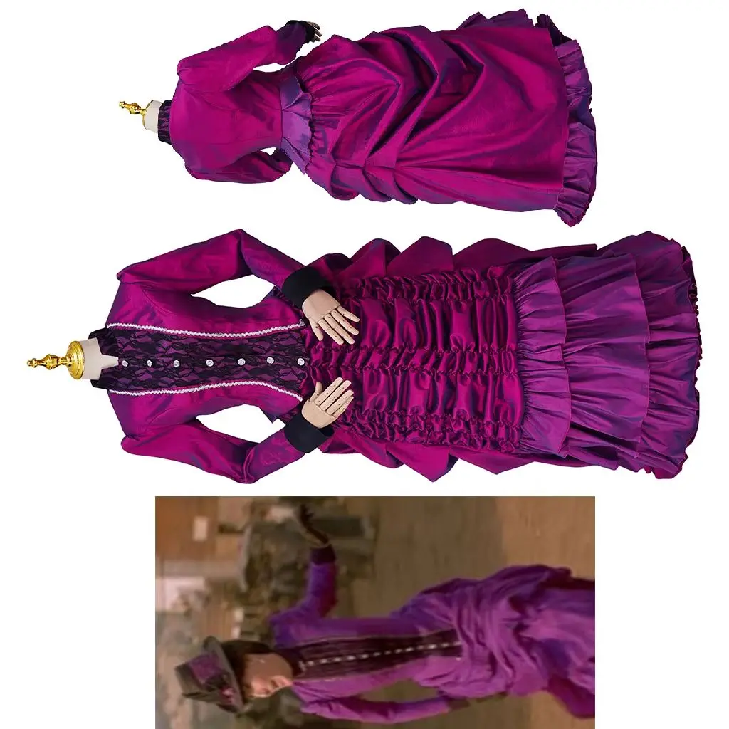 

Back to the Future Cosplay Clara Clayton Costume Women's Gothic Steampunk Purple Bustle Dress Victorian Renaissance Ball Gown