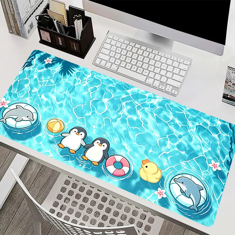 Mouse Pad Cute Summer Pool Animal Mouse Pad Cartoon Penguin Duck Dolphin Extended Gaming Desk Mat Large Non-slip Keyboard Pad