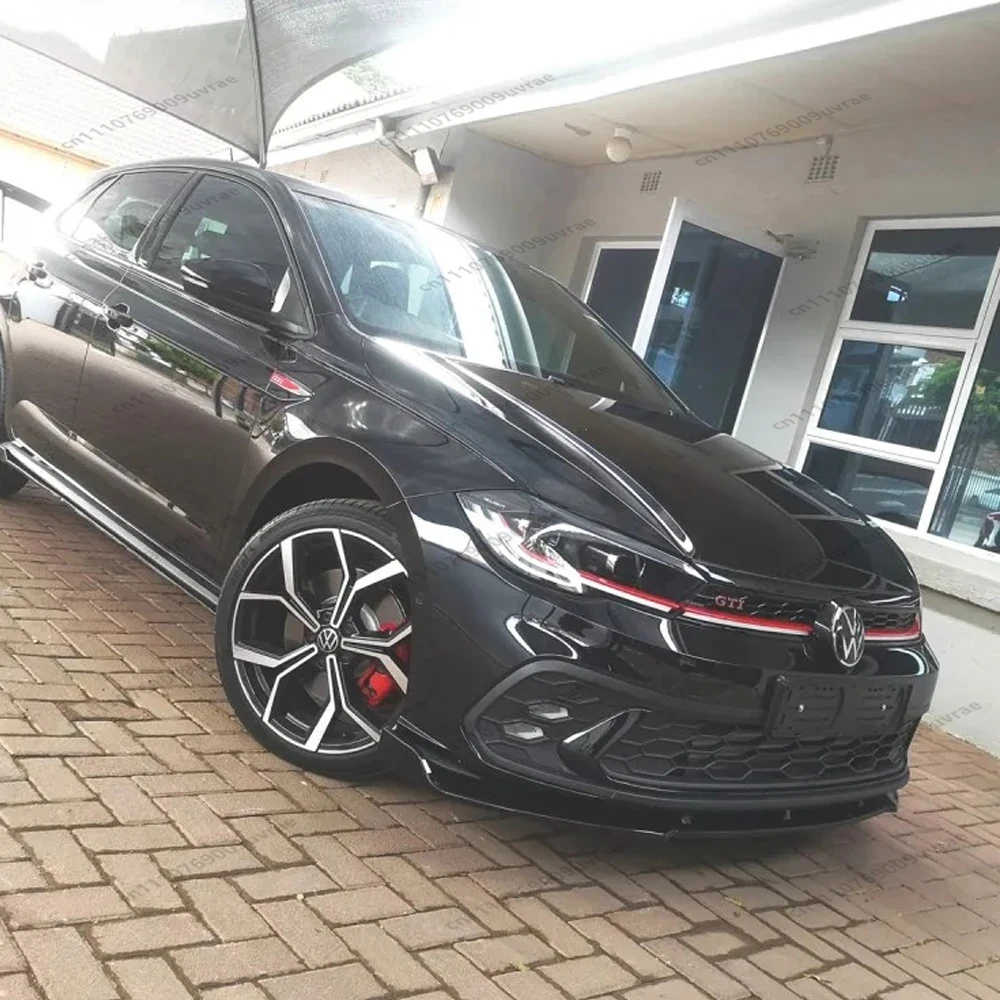 For VW Polo AW MK6 2017-2025 GTI R-Line TGI MPI TSI Life Gloss Black Car Front Bumper Splitter Lip Diffuser Spoiler Chin Tuning