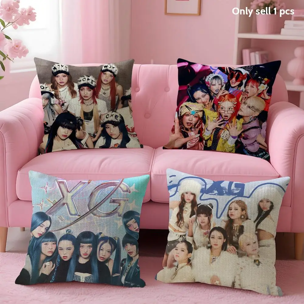 Popular Kpop Band X-XG Cushion Cover Decorative Linen Throw Pillow Case Soft For Bed Sofa Car Home Decor