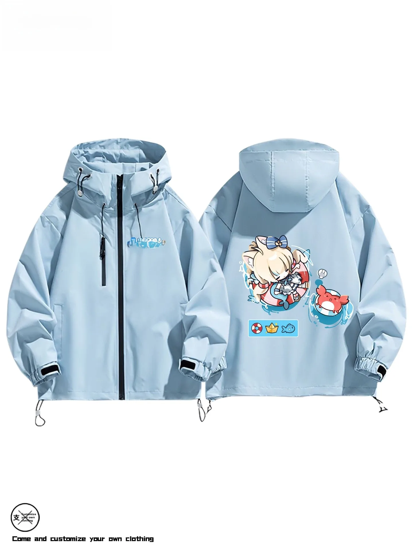 Sameko Saba  ark Vt Second Hand Outer Jaet Windproof Tee-in-One Casual Sle Polyester Fiber Long Sve Zipper ...