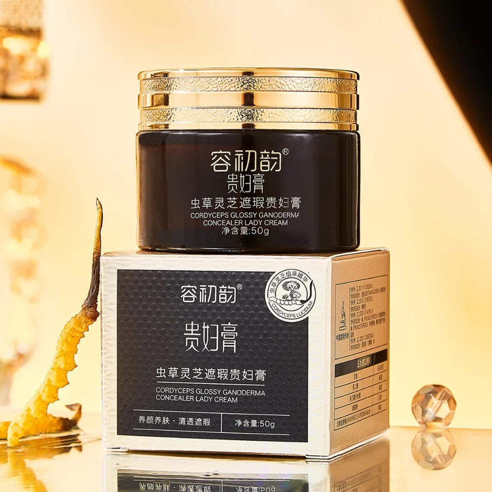 Corretivo Cordyceps Brilhante Ganoderma para Reduzir Linhas Finas, Creme Facial Feminino, Base de Maquiagem Suavizante e Transparente para Outono Inve