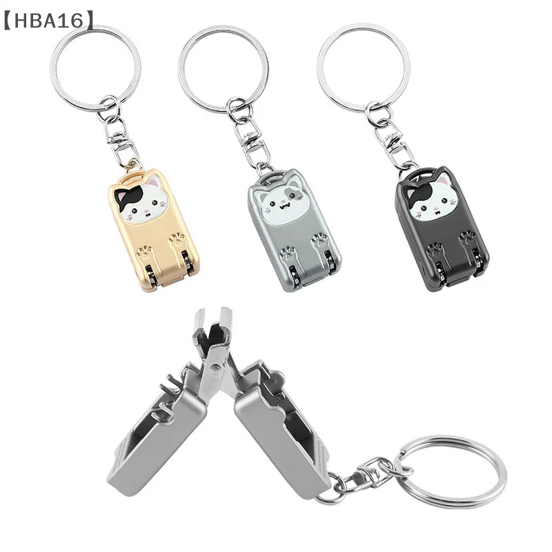 New Stainless Steel Fingernail Clipper Metal Foldable Mini Creative Kitten Nail Clipper Trim Nails Keychain