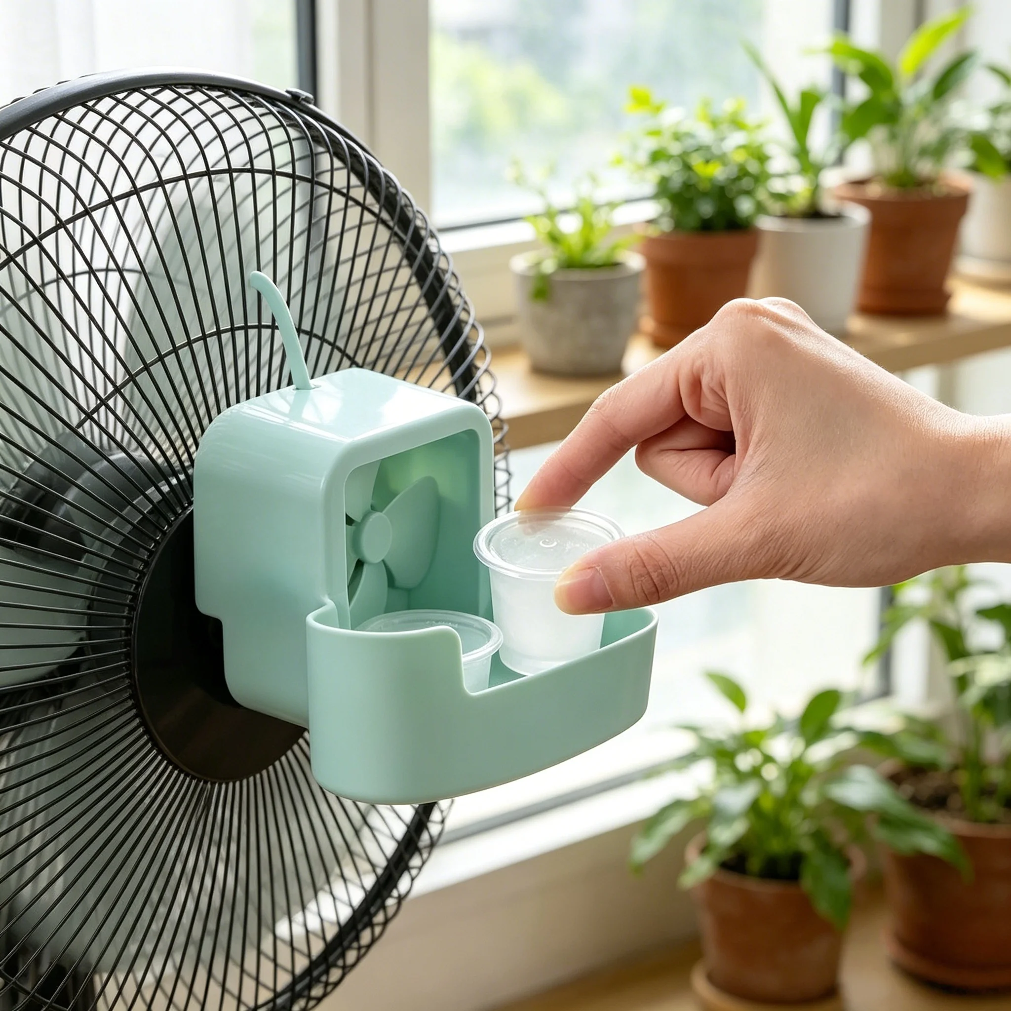 2Sets Drill Free Fan Cooling Humidifier Hanging Ice Box Cold Air Booster Dual Function Cool Moist Air Device For Home