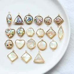 4pcs Copper Plated Gold Geometric Hanging Shell Pendant Diy Handmade Jewelry Earrings Necklace Bracelet Accessories Material