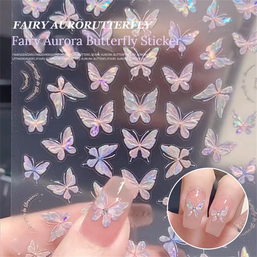 1/2/3PCS 3d Butterfly Design Unique 3d Design Fashionable Fashion Shell Polarized 3d Butterfly Nail Sticker