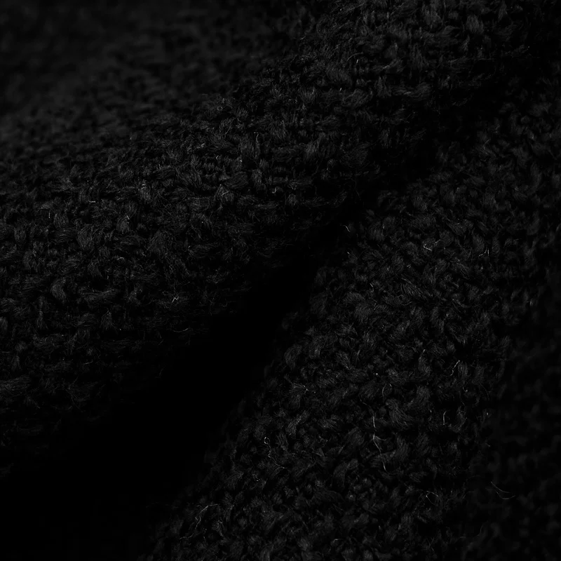 Pure Black Jacquard Tweed Fabric For Coats Tissus Au Mètre Costura Tela Ткань ドレス 드레스 Vestidos African Dress Sewing 트위드 ツイード Diy