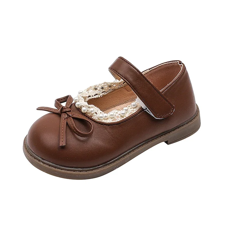 ربيع الخريف الفتيات أحذية من الجلد جديد الحلو الأميرة الاطفال حذاء مسطح غير رسمي موضة Bowknot الأطفال الدانتيل أحذية حفلات الزفاف