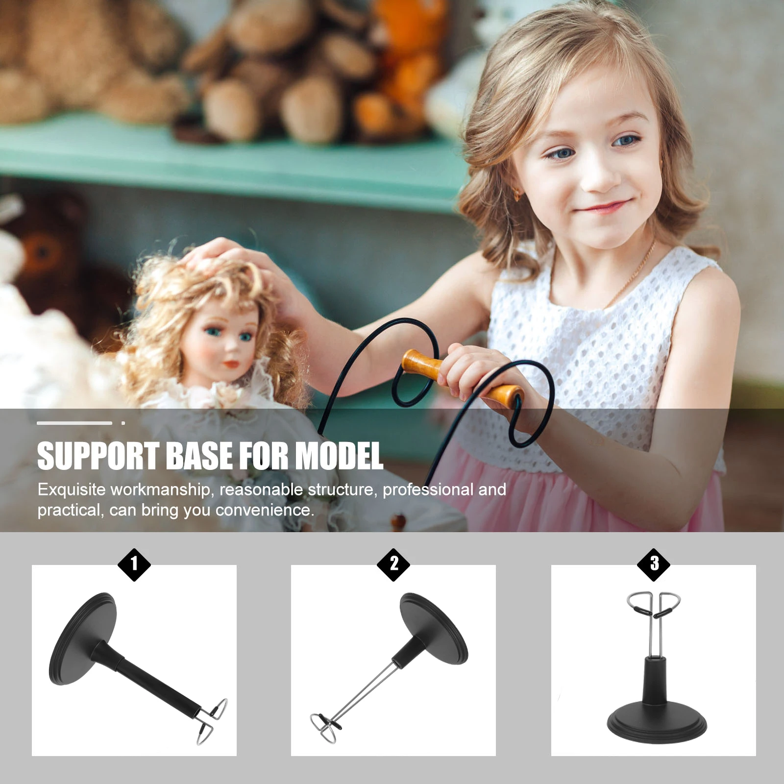 

3pcs Vertical St Support Holders 15cm 20cm 25cm Black Aluminum Alloy Display Rack Figures Sturdy St