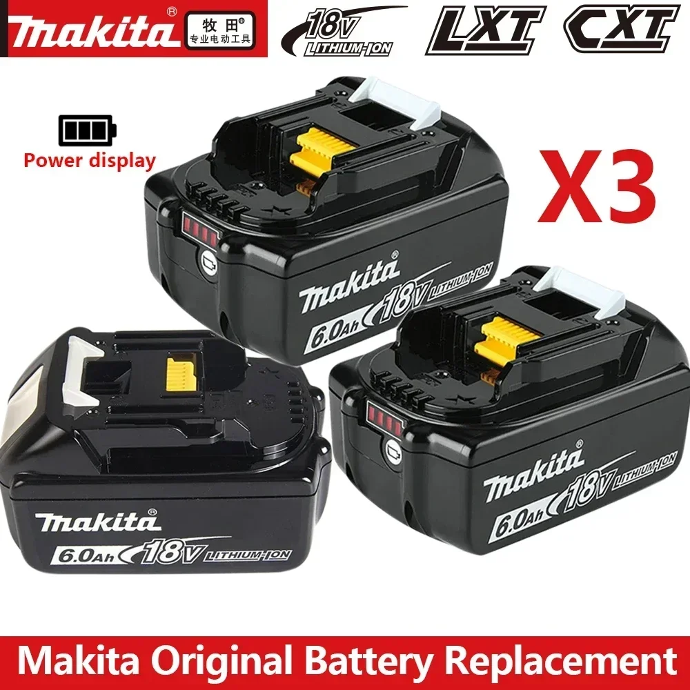 Makita-100% Original Rechargeable Power Tool Battery, Replaceable LED Lithium-ion, 6.0 Ah 18V LXT BL1860B BL1860BL1850