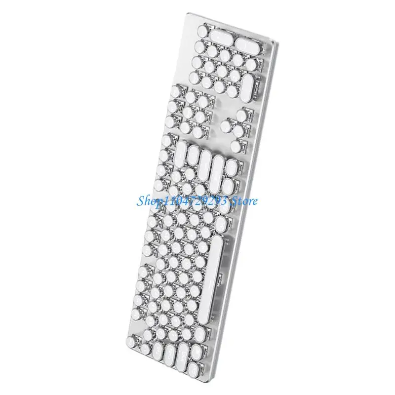 

Y2GD Retro Punk Round Keycap Mechanical Keyboard for Gamers 104 White Lighting