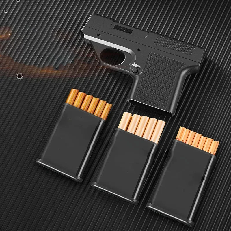 جديد كليب بندقية نوع ولاعة غاز البوتان ثلاثة سعة حامل السجائر يندبروف جت الأزرق لهب ولاعات الرجال هدية (لا غاز)