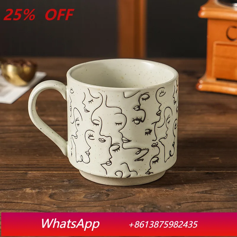 

LTT simple Nordic ceramic mug creative personality retro household water cup coffee cup