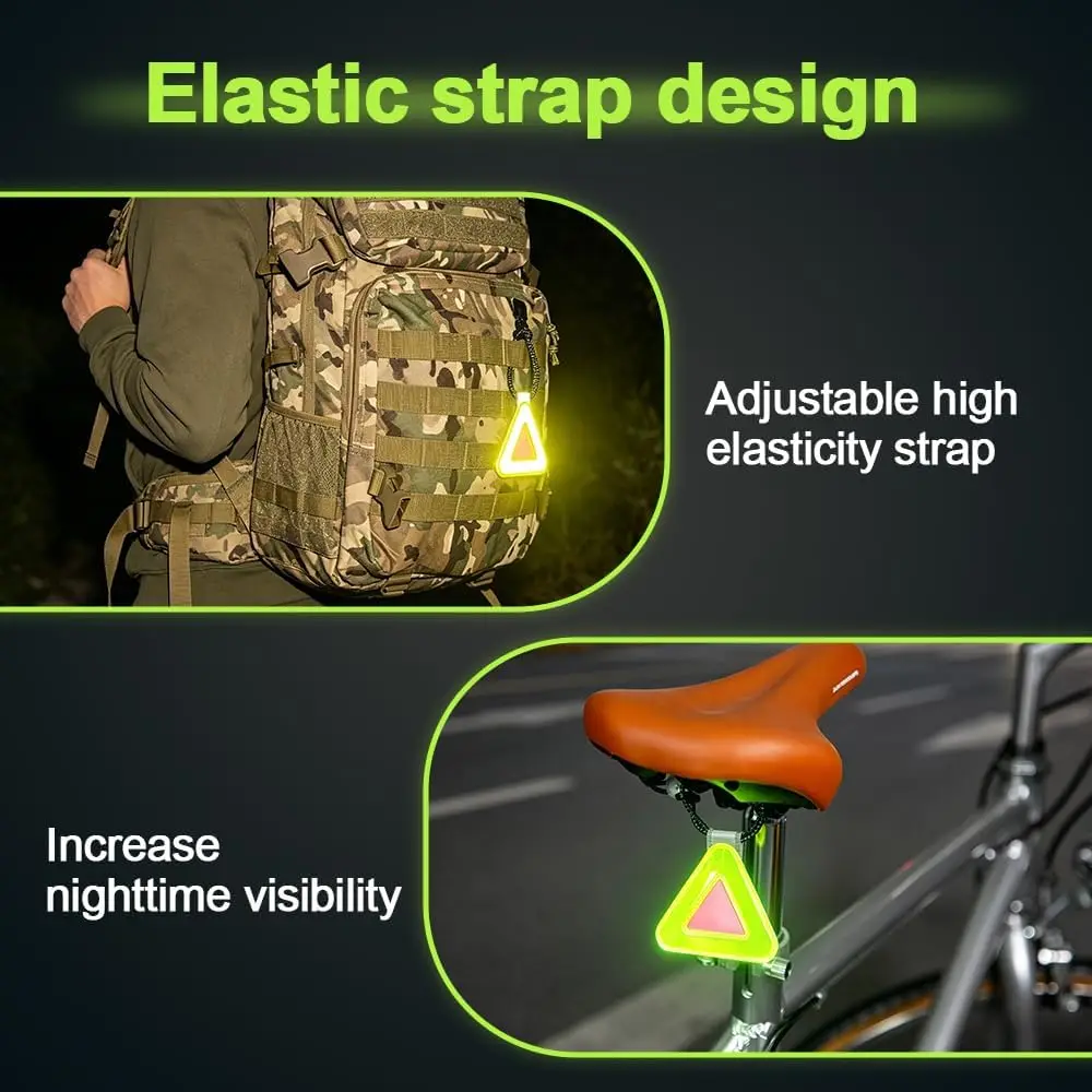 DOMEN Fahrrad-Reflektor-Dreieck für mehr Sicherheit beim Radfahren, Laufen, als Rucksack-Reflektor, zum Aufhängen am Fahrrad, Fahrradzubehör. – Detail 2