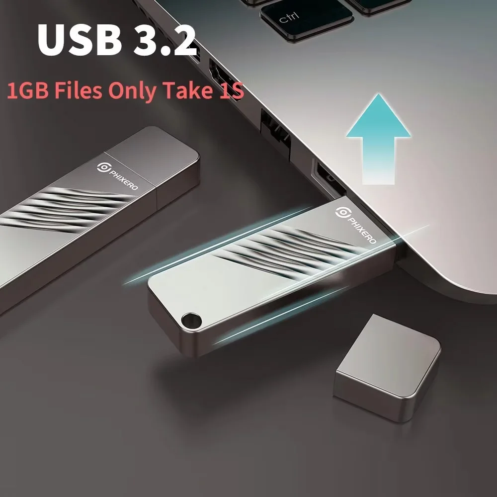 PHIXERO USSD Mobile Solid U Disk 550 MB/Detik USB Flash Drive 1TB 512GB 256GB 128GB USB 3.2 Gen1 Pen Drive Logam Solid State U Disk