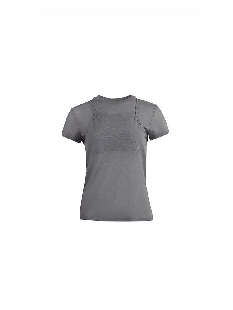 

Y III CHUAN EO Original Spring Summer New Simple Color Knitted ort Sve T-irt Casual Sle Slim Fit round Ne