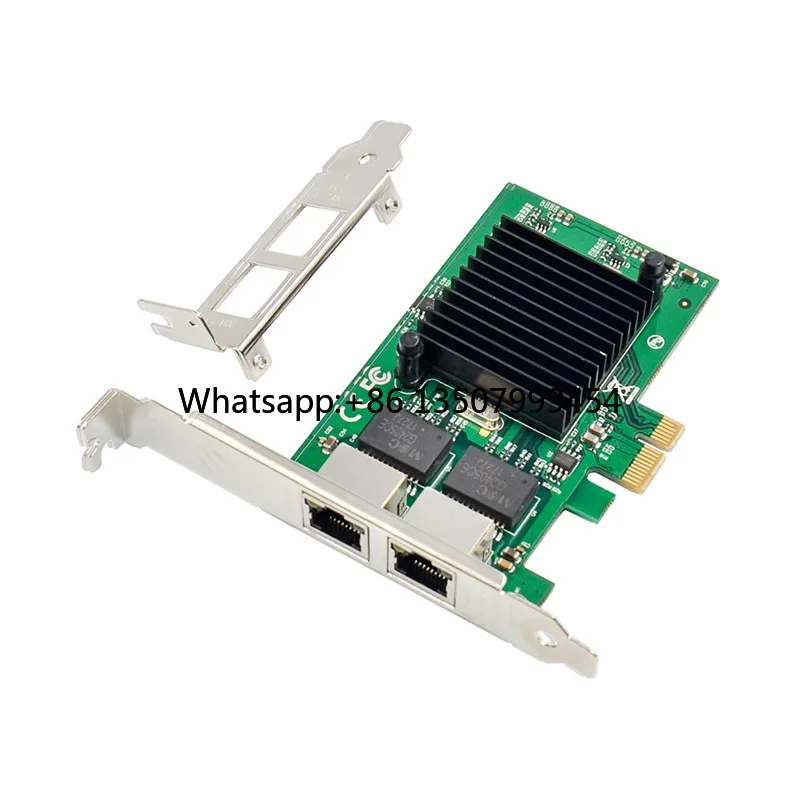 Tarjeta de Interfaz de Red LAN Interna con Cable WINTEK Professional Custom 82575 1G PCI Express 1X 2 RJ45, Certificada por la FCC
