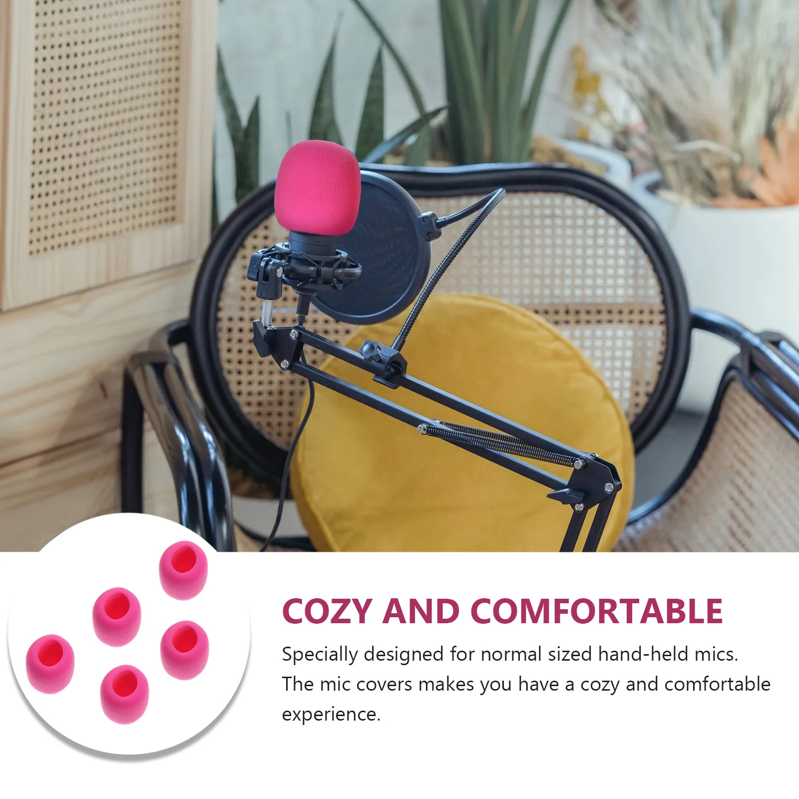 

5Pcs Sponge Cover for Microphone Simple Design High Quality Exquisite Workmanship Shrink Resistant Easy to Install Brilliant