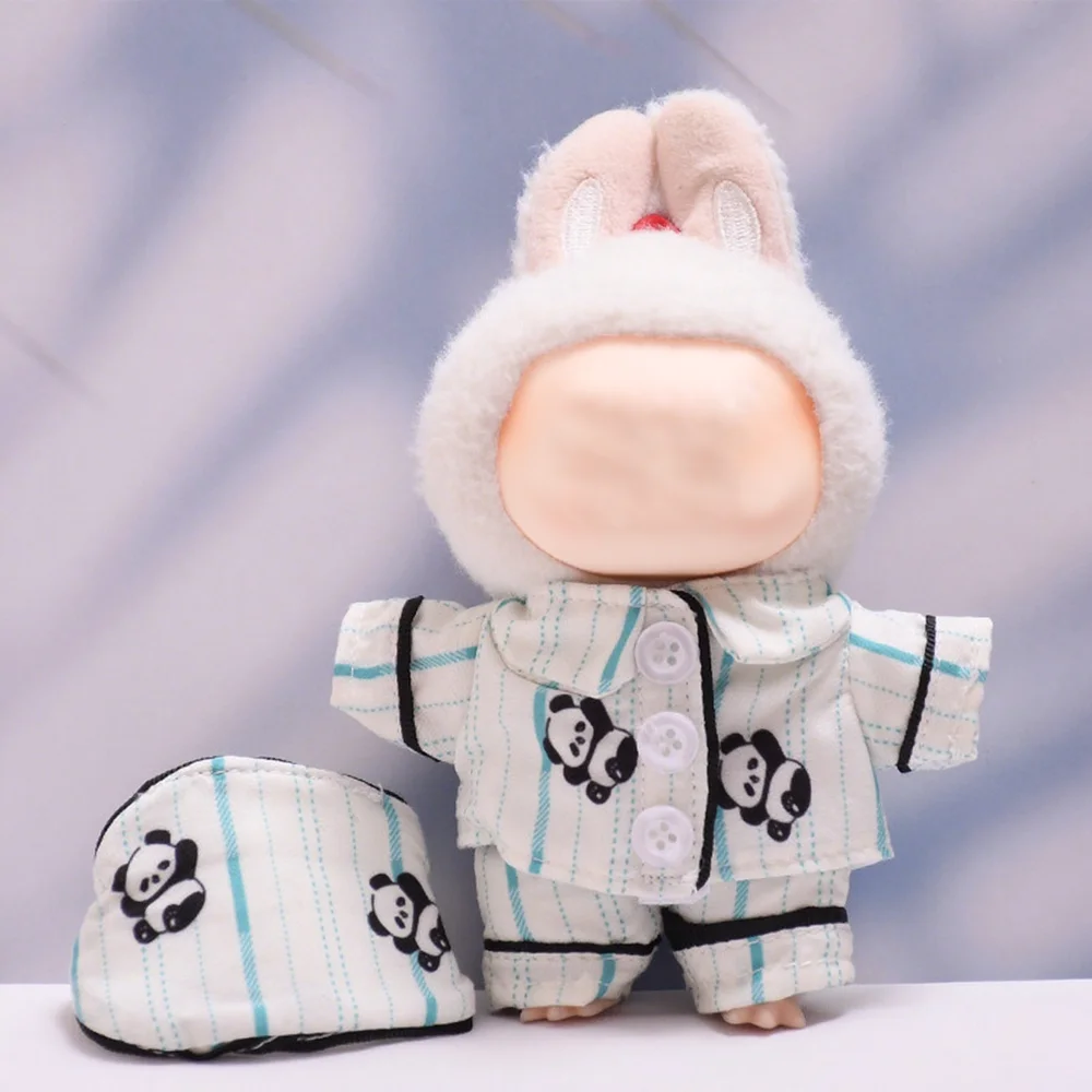 

Doll Clothes Mini Outfit Accessories Panda Doll Pajamas With Patch DIY Keychain Pendant Suit 15-17cm Plush Toy Decoration