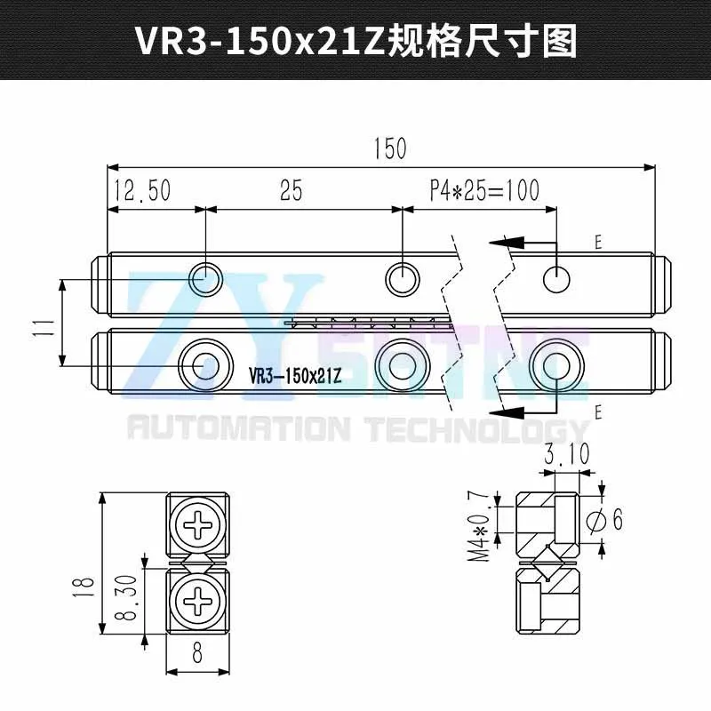 VR3 CRW3 NV3 SV Cross Roller Guide VR3075/3050/3100/3125 VR3-50/70/100/125/150 hoge precisie lineaire beweging Hoge snelheid, laag geluidsniveau