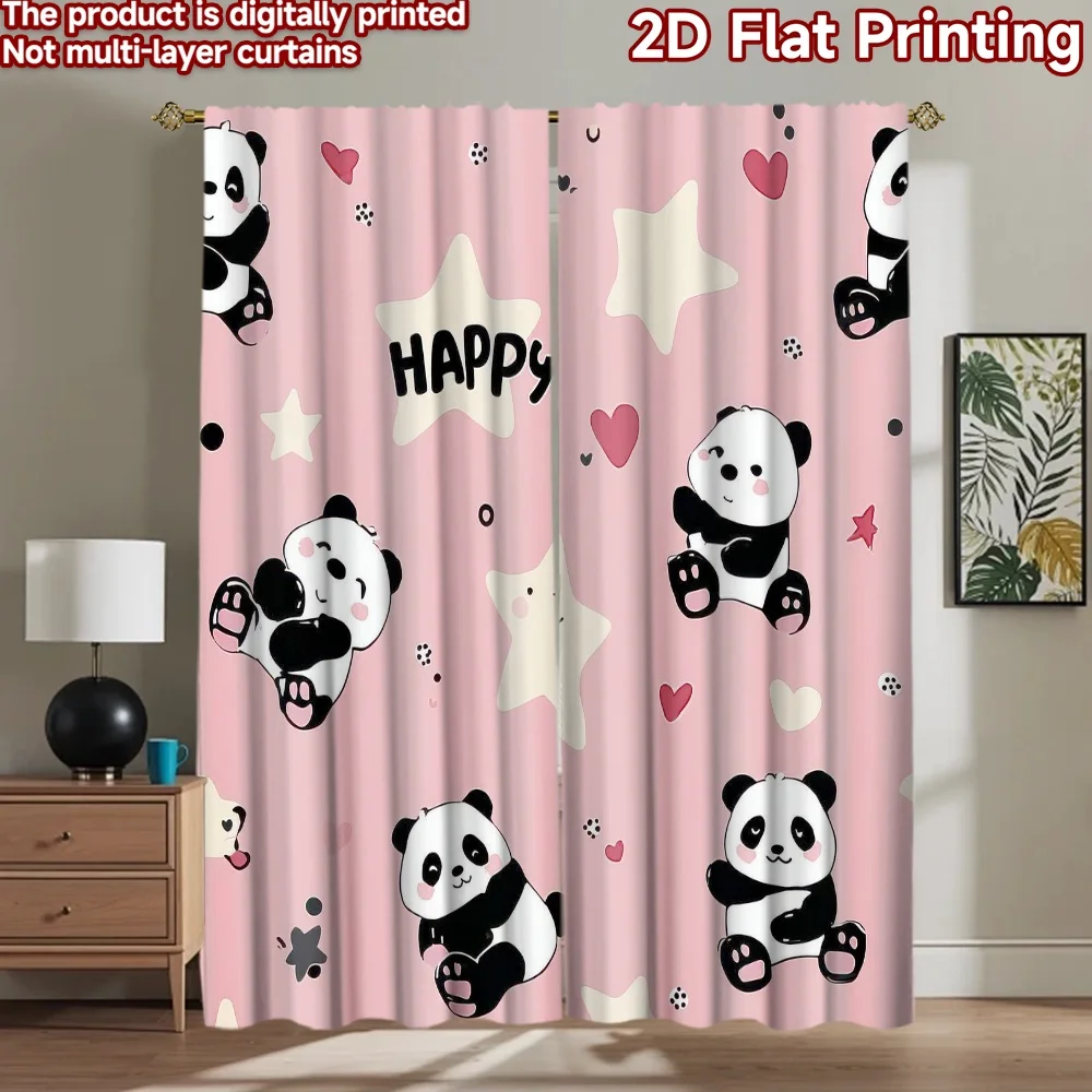 

1pc 2D flat Photography Backdrop Tapestry Cute Pandas and Stars 100% Polyester Birthday Party Perfect for Suitable for parties