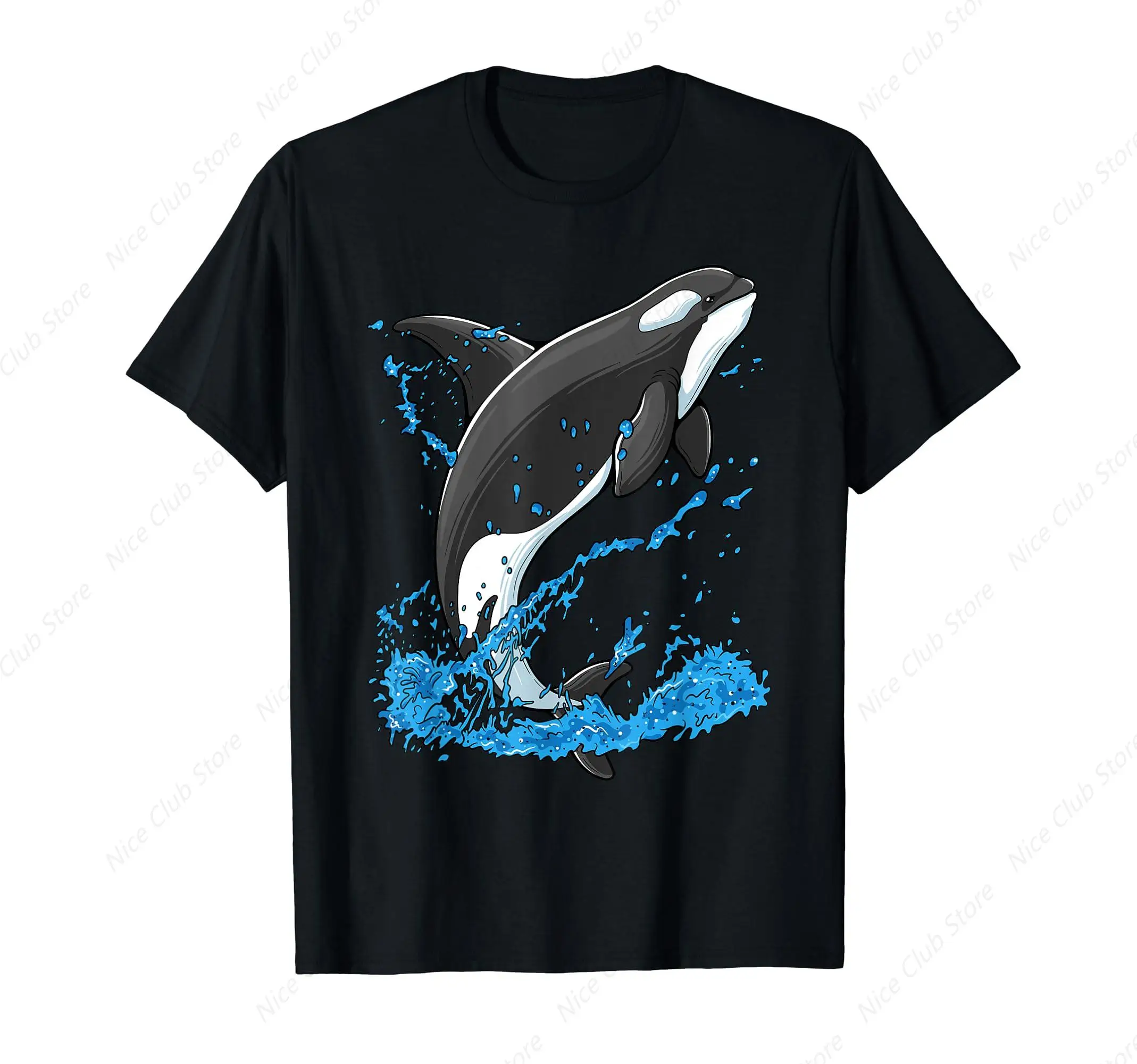 Orca Killer Whale Graphic T-Shirt for Men Cotton 100% Summer Tops Women