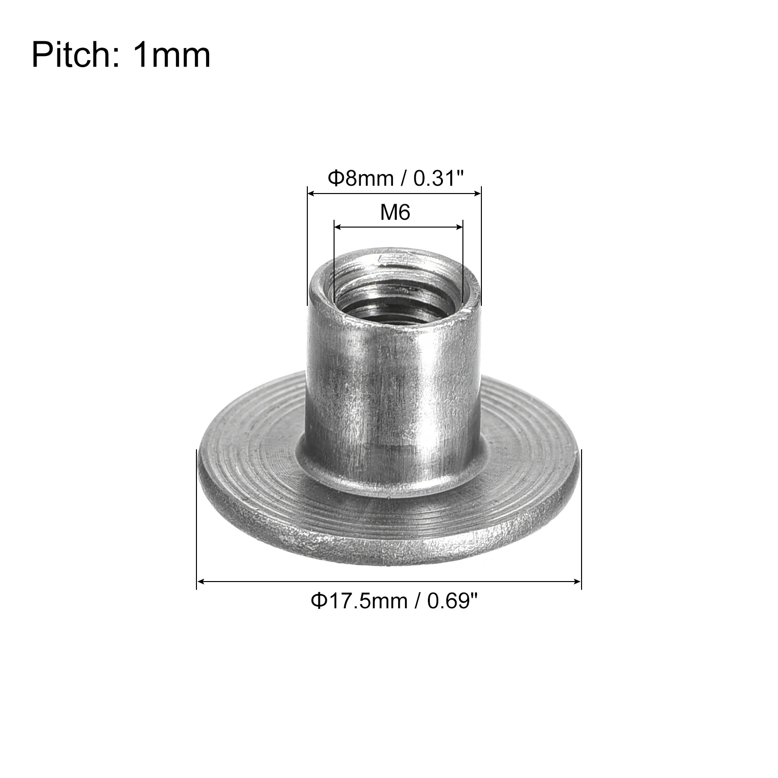 12/24pcs M6 M8 M10 Carbon Steel Tee Nuts Round Base Weld Nuts 6-20mm Height Through Hole Flange Insert Female Thread Plate Nuts