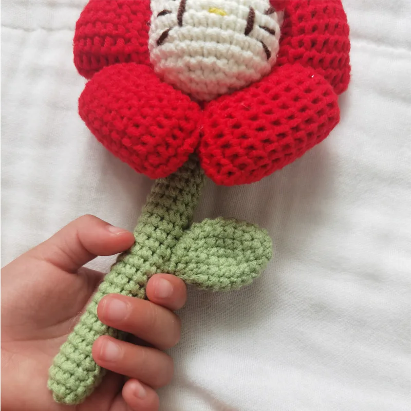 Handgemachte häkeln Cartoon Tier Blume Baby Rassel Spielzeug sichere Baumwolle Neugeborenen Handgriff Beißring Baby Kaugummi Schmerz linderung Beißring