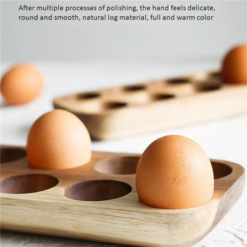 

4X 12 Holes Japanese Style Wooden Double Row Egg Storage Box Home Organizer Rack Eggs Holder Kitchen Decor Accessories