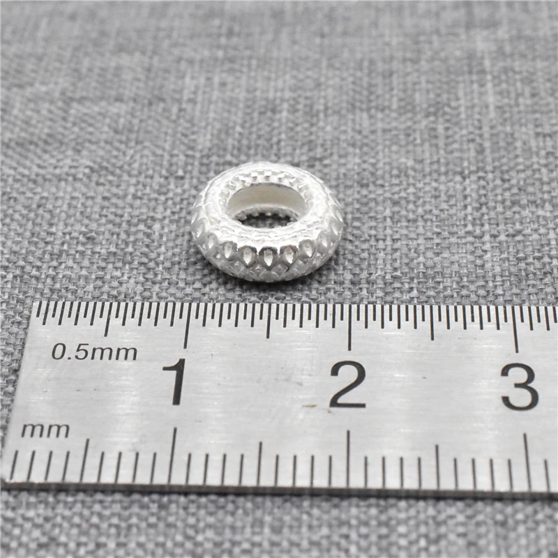 2 Sterling Silver Infinity Tire Beads 925 Silver Textured Wheel Spacers for Bracelet Necklace Findings