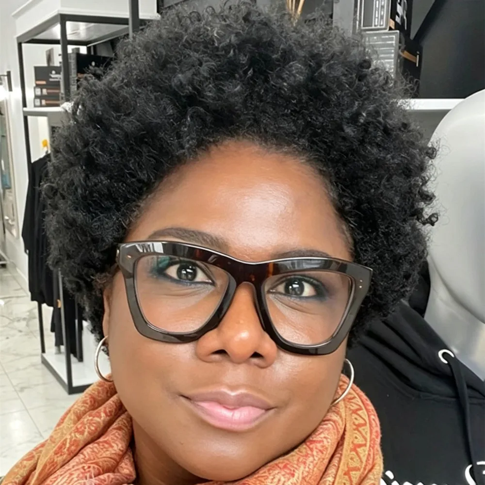 natural black color for women daily party use wig pixie cut wig machine made afro curly short human hair wig pixie wig