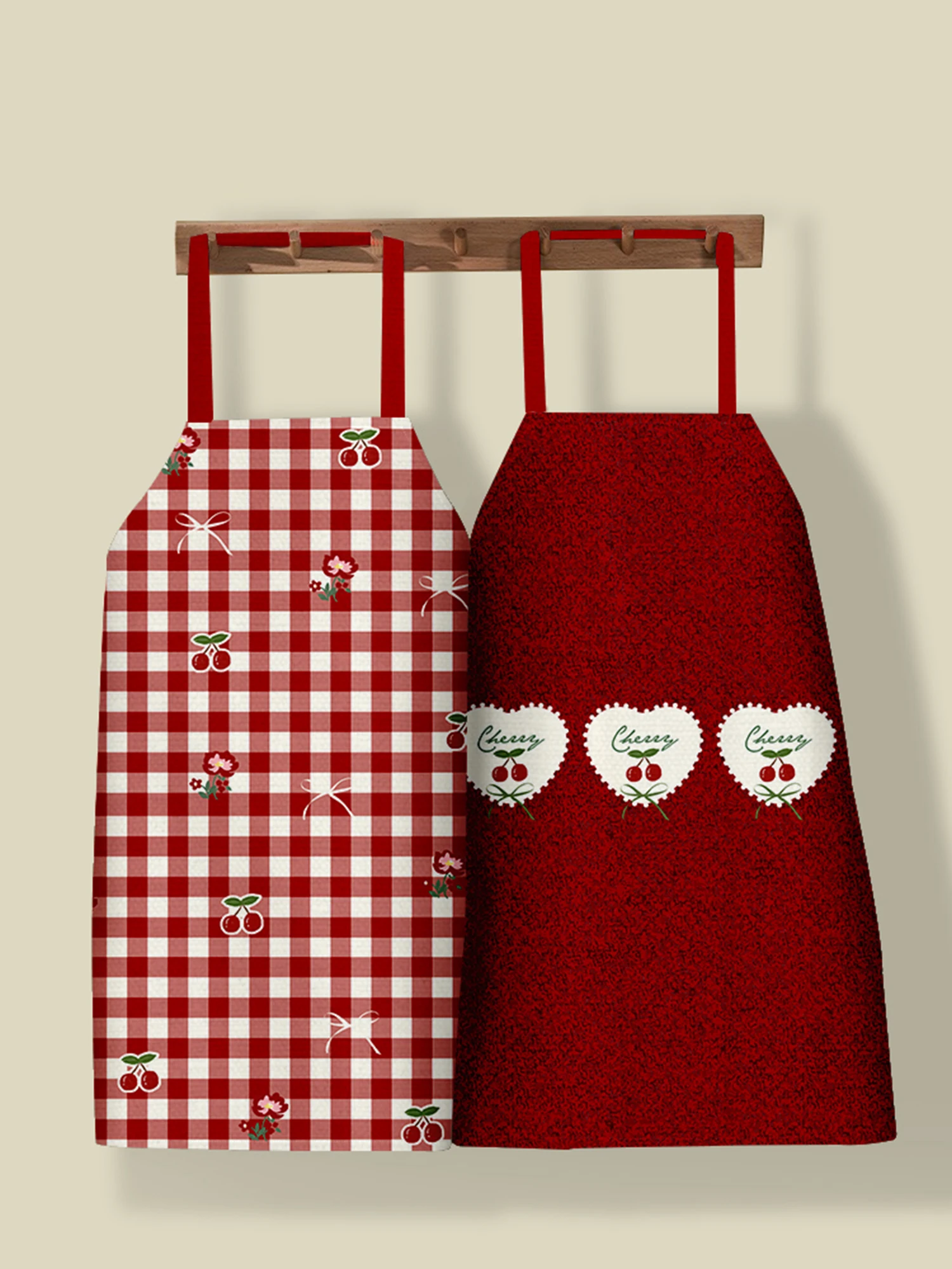 

Водонепроницаемый кухонный фартук-жилет в клетку, универсальный размер, с красным узором в виде сердец, новинка 2026, в мультяшном стиле, из полиэстера