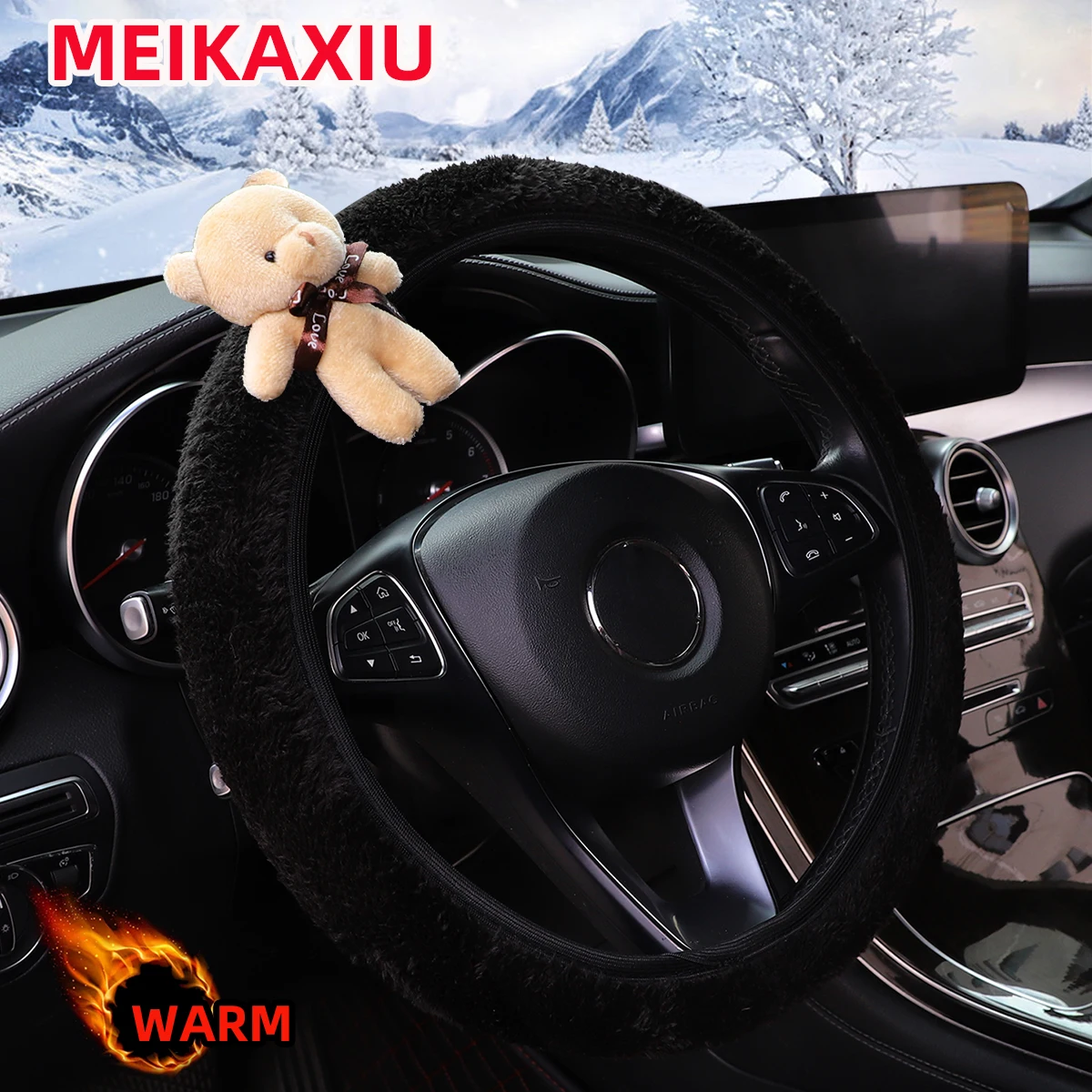 1PC Arctic fluffy little bear, rabbit, panda, cloud, Capibara, dog, car without inner ring steering wheel cover, car accessories