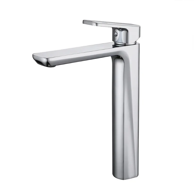 

Simple all-copper single hole single handle chrome high hot and cold water splash-proof bathroom bathroom cabinet basin faucet
