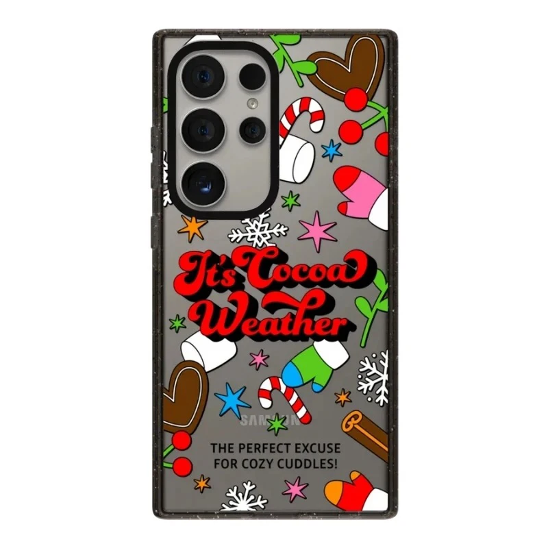 Christmas Santa Claus Magnetic Acrylic Black Border Case for Samsung Galaxy S22 S23 S24 Ultra S22+ S23+ S24 Plus Cover Case