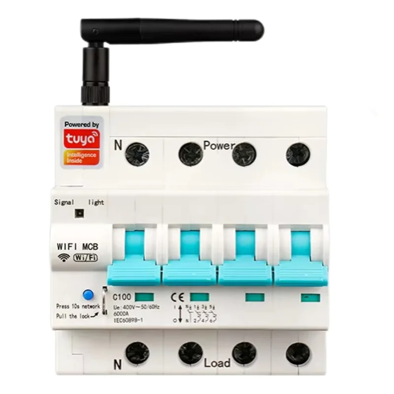 ABJF-Interruptor Smart Life Timer التبديل الذكي التلقائي الزائد حماية ماس كهربائى 4P