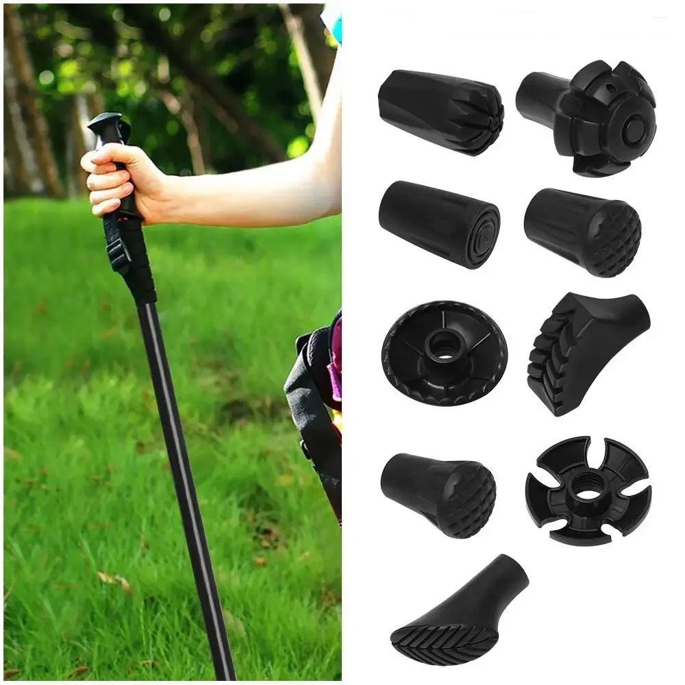 

1pc Trekking Poles Protectors Black Nordic Walking Poles Pole Telescopic Alpenstock Crutch Walking Stick Hiking Accessories