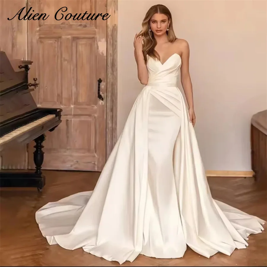 

Luxury Mermaid Wedding Dress Women 2025 Sweetheart Satin Formal Bride Dress Elegant Vestidos De Novia Customized