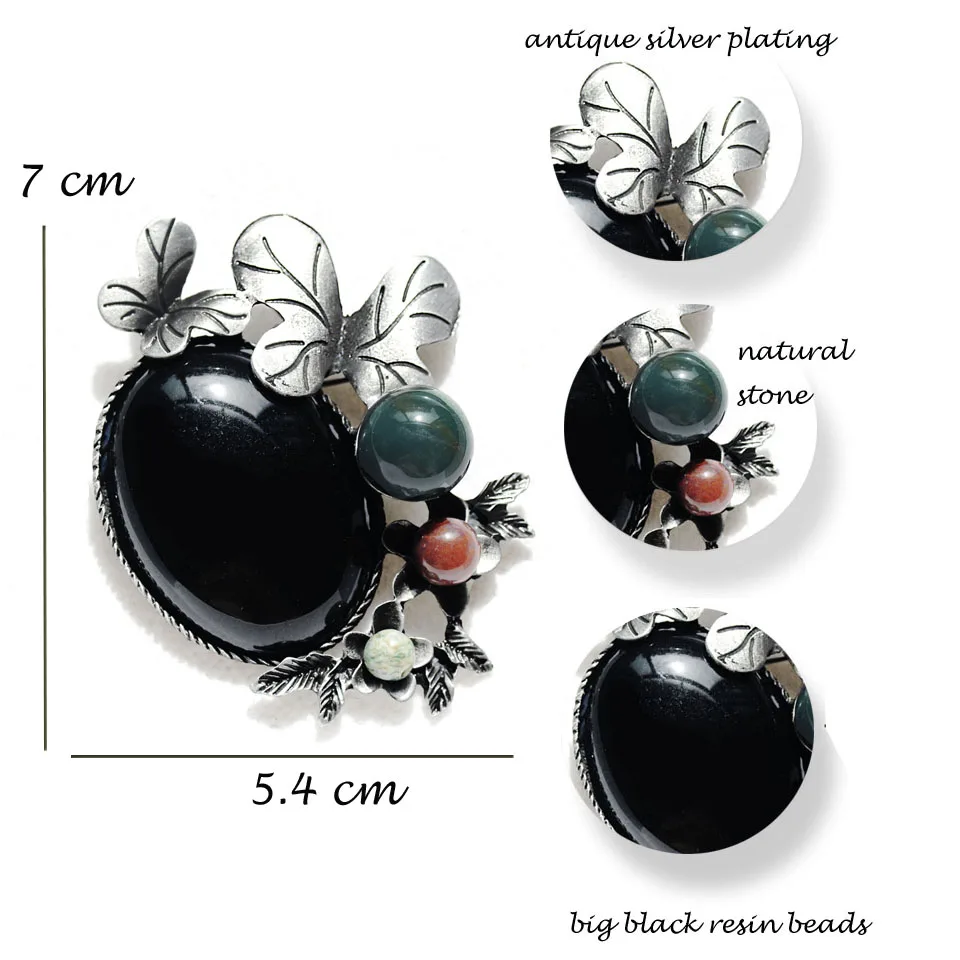 Morkopela Nature Stone Big Brooch Vintage Flower Brooch Bouquet Clothes Pin Antique Metal Brooches And Pins For Women new