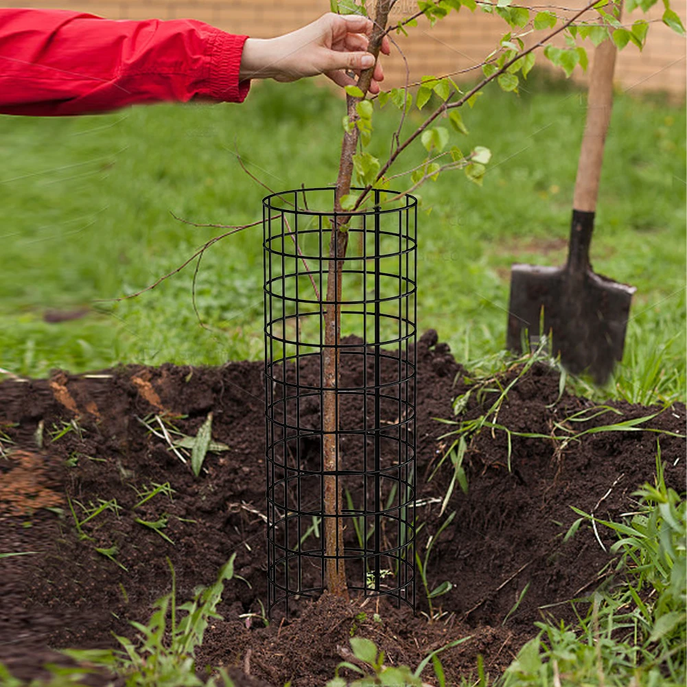 6 Pcs Garden Protection Tree Wrap Cage with Zip Ties & Stakes Metal Tree Wraps Preventing Tree Trunk From Deer Trimmers Mower