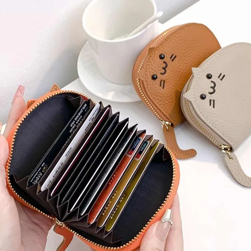 

Cartoon Cat Shaped Design Wallet Women's Multi-card Slots Holder Cute Fashion Pu Leather Coin Purse Creative Card Clutch Bag