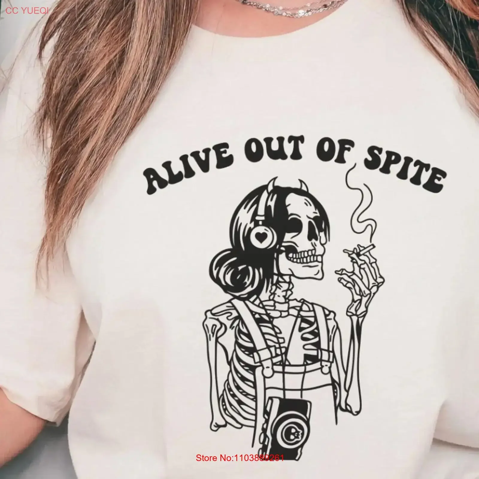 T-shirt drôle de santé mentale pour femmes, Halloween, grossière, sarcastique, ligne de bordure, trouble de personnalité déprimé