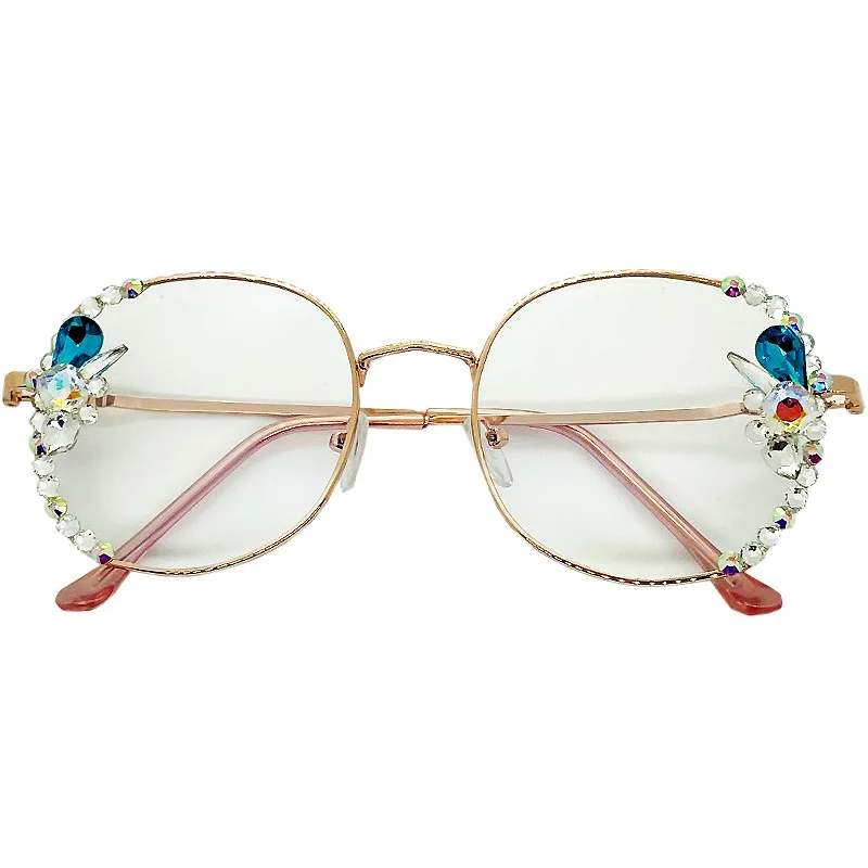 Shiny Diamonds Square Glasses Women Luxury Rhinestone Alloy Frame Clear Lens Eyewear Female Trends Punk Eyeglasses Shades Oculos