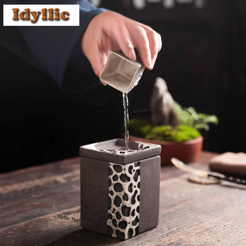 HOYIHM Taihu Stone Rectangular Jianshui Washing Cup Bowl Writing-brush Washer Tea Dust Cylinder Barrel Household Chaxi Craft
